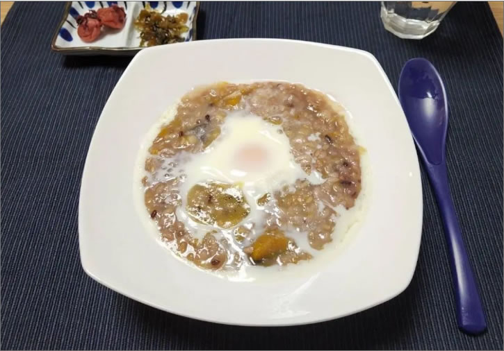 卵 on the カボチャ入り十五穀米おかゆ